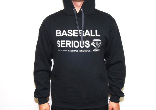 Baseball Serious Hoodie Black