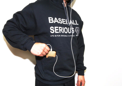 Baseball Serious Hoodie Black